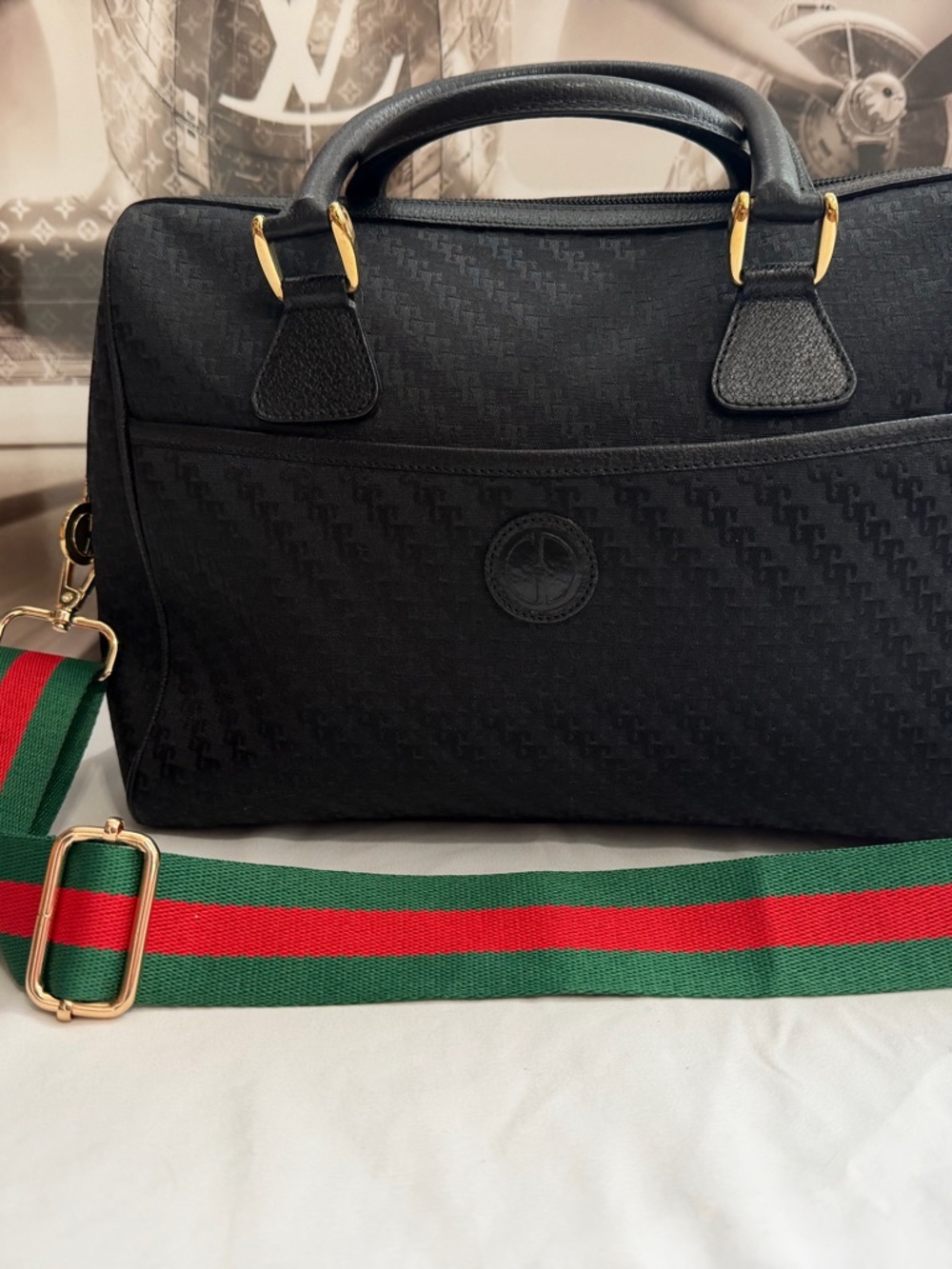 Vintage GUCCI Black Monogram Boston Bag - Picture 2 of 13